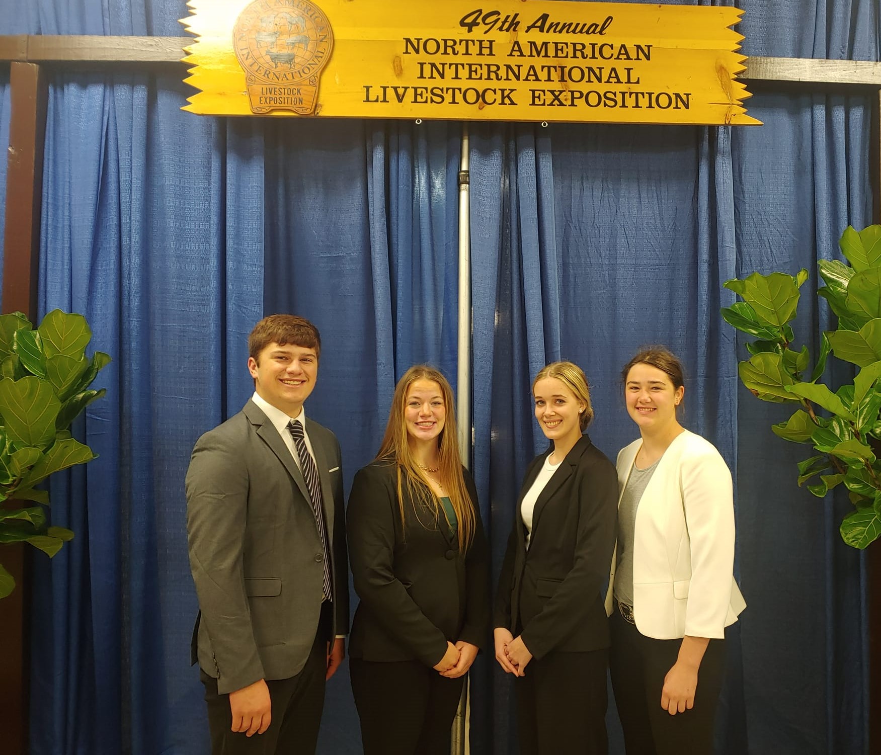 Landon Thelen, Olivia Black, Chloe Steiner, and Lydia Deters at the 4-H NAILE judging contest (photo courtesy of Lynn Olthof).